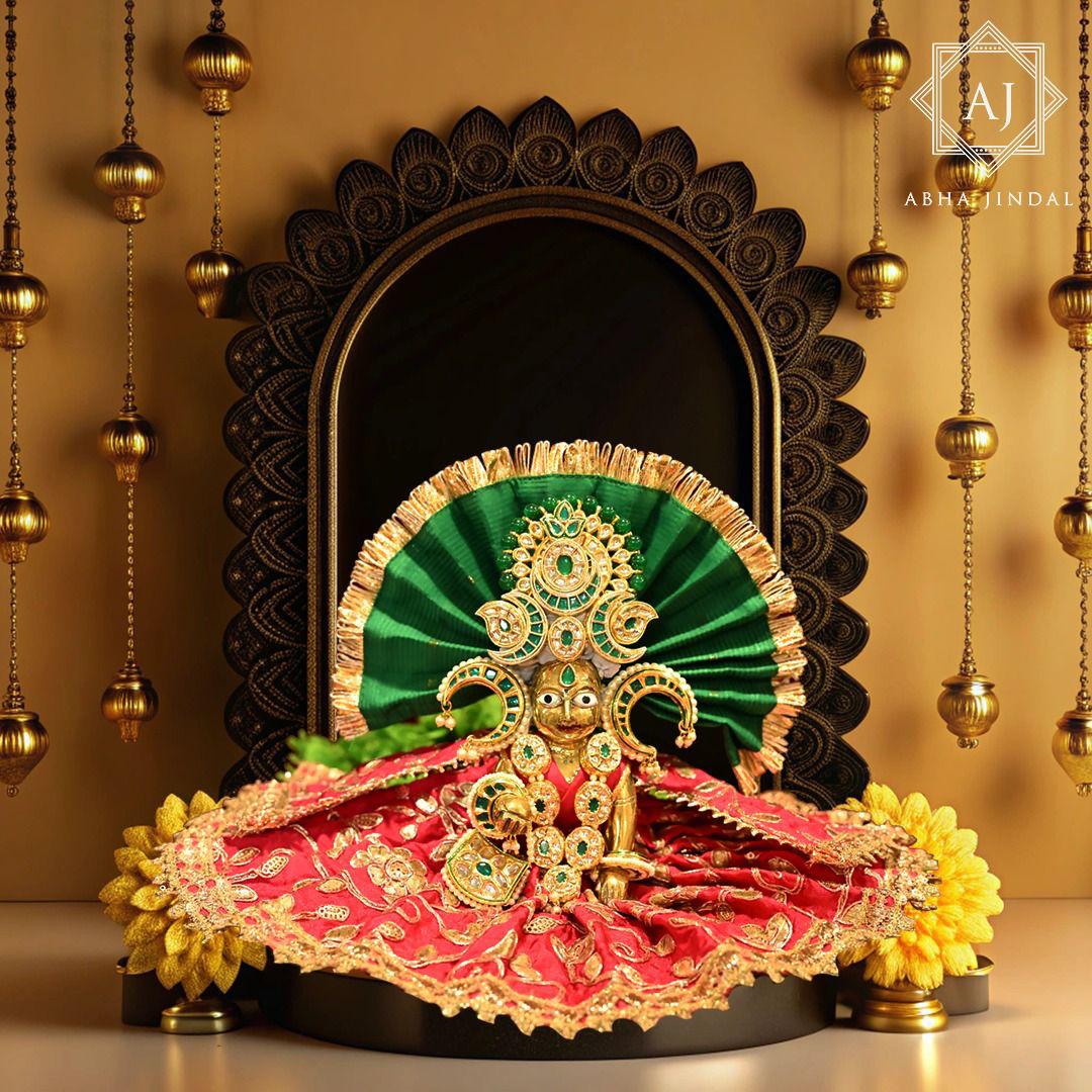 Emerald Deity Shringar, a poshak & shringar piece.