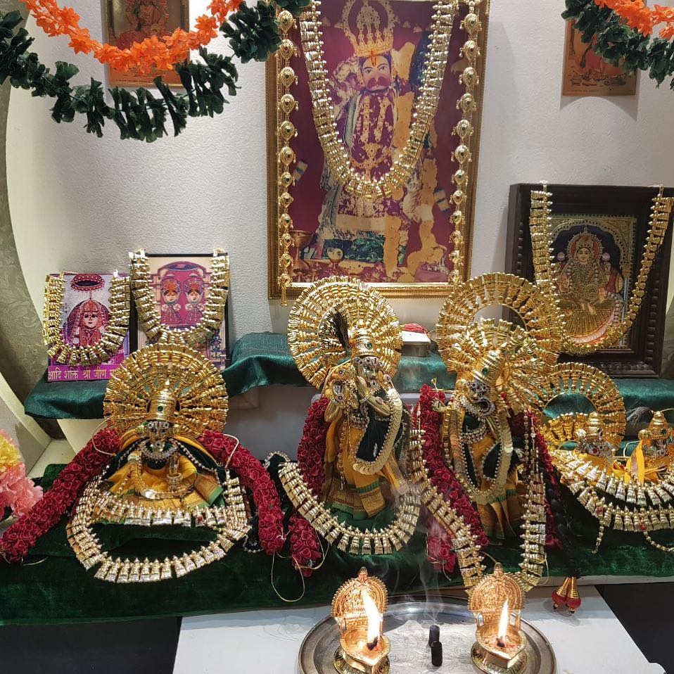 Deity Poshak and Shringar Collection, a poshak & shringar piece associated in the caption with Radha Krishna, Thakorji, Krishna.
